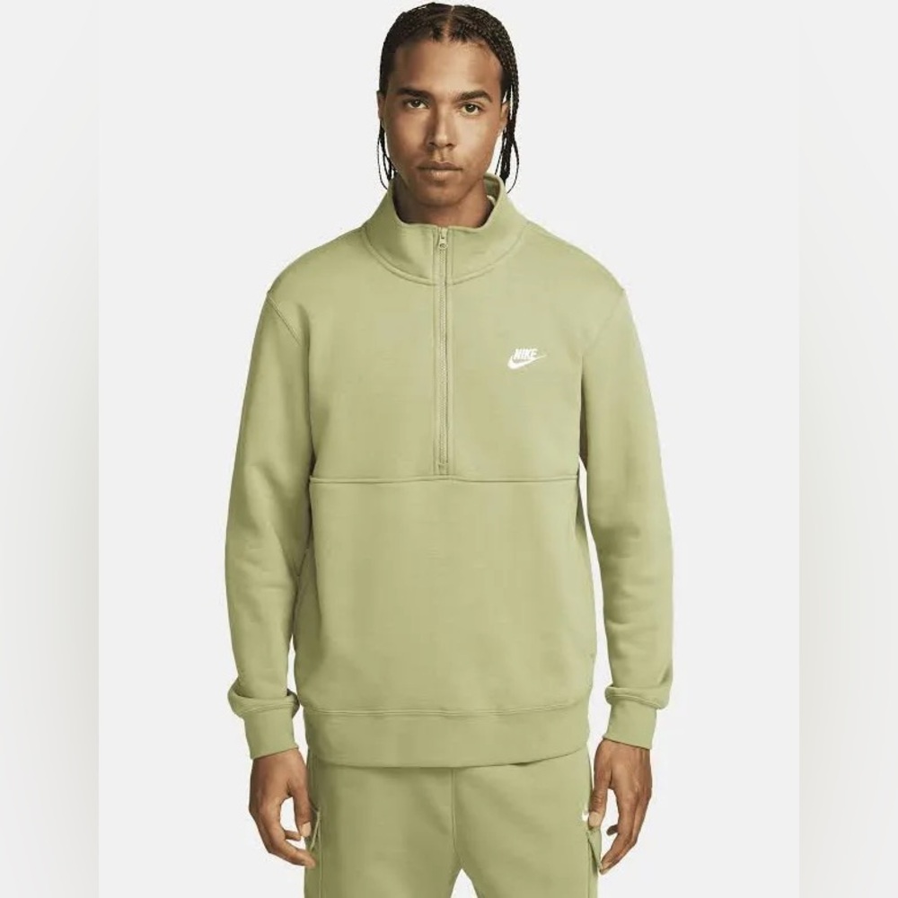 New NIKE NSW CLUB HALF 1/2 ZIP pullover sweatshirt fleece size mens medium Green
